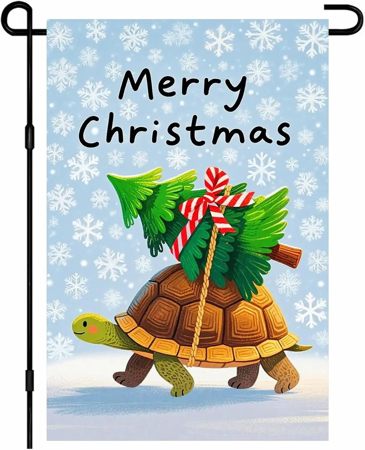 IVN Winter Garden Flag 12x18 Inch Christmas Tortoise Christmas Tree Flag Double Sided Outdoor Yard Banner for Porch Lawn Pat yyi