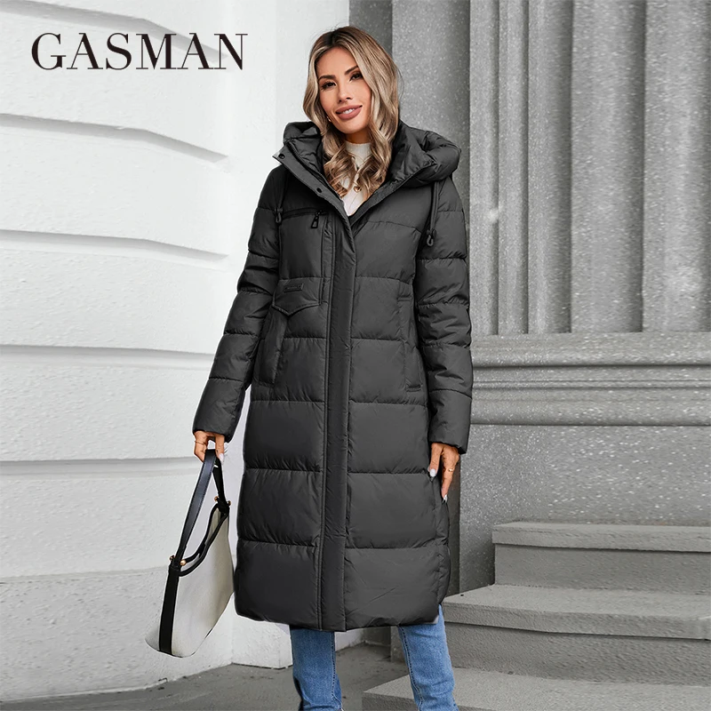 GASMAN 2024 Winter Jacket Women Brand High Quality Casual Long Women\'s Jackets Hooded Zipper Pocket Puffer Parkas Outwear 88607