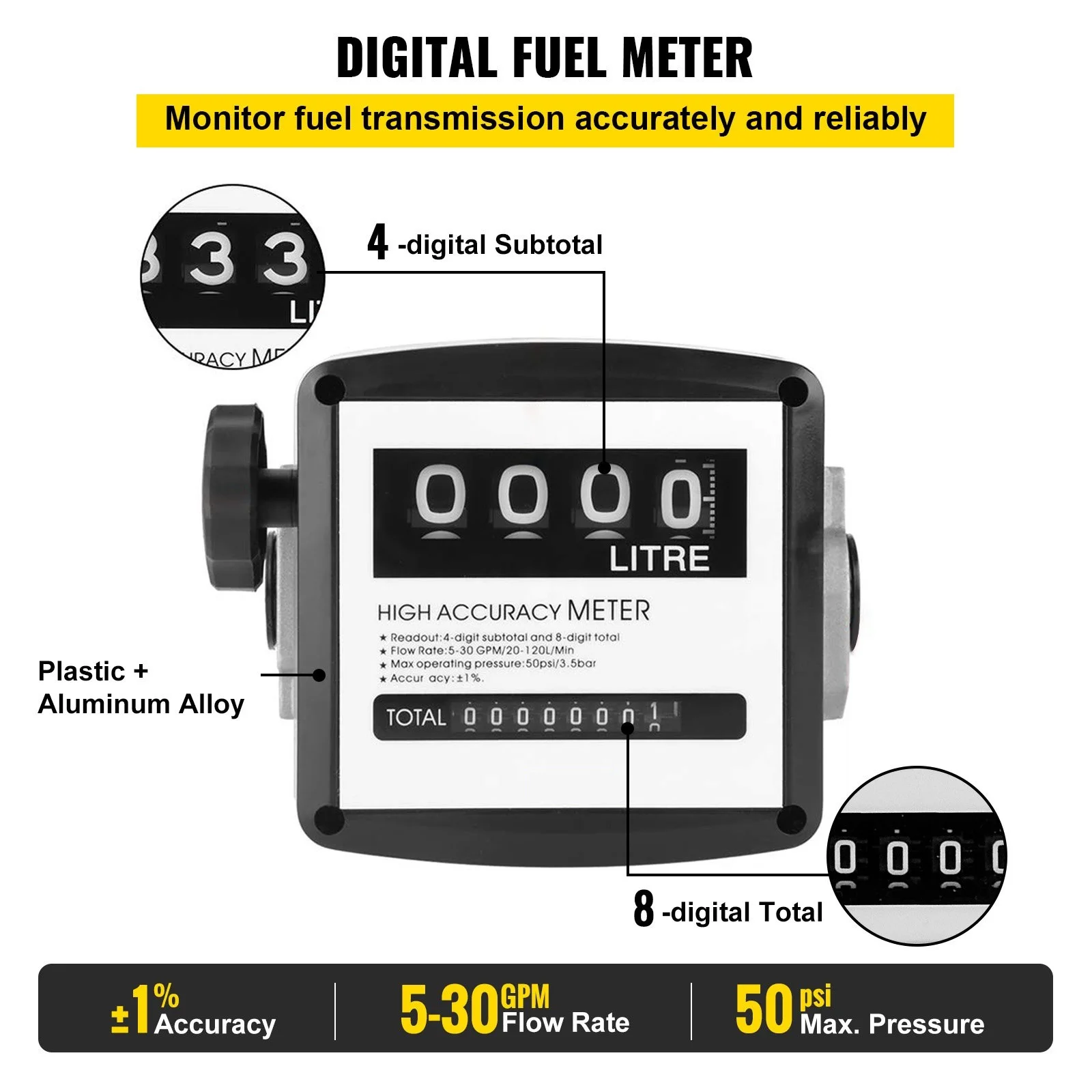 40L/MIN Electric Self-Priming Diesel Transfer Pump Oil Pump 2800rpm Motor Oil