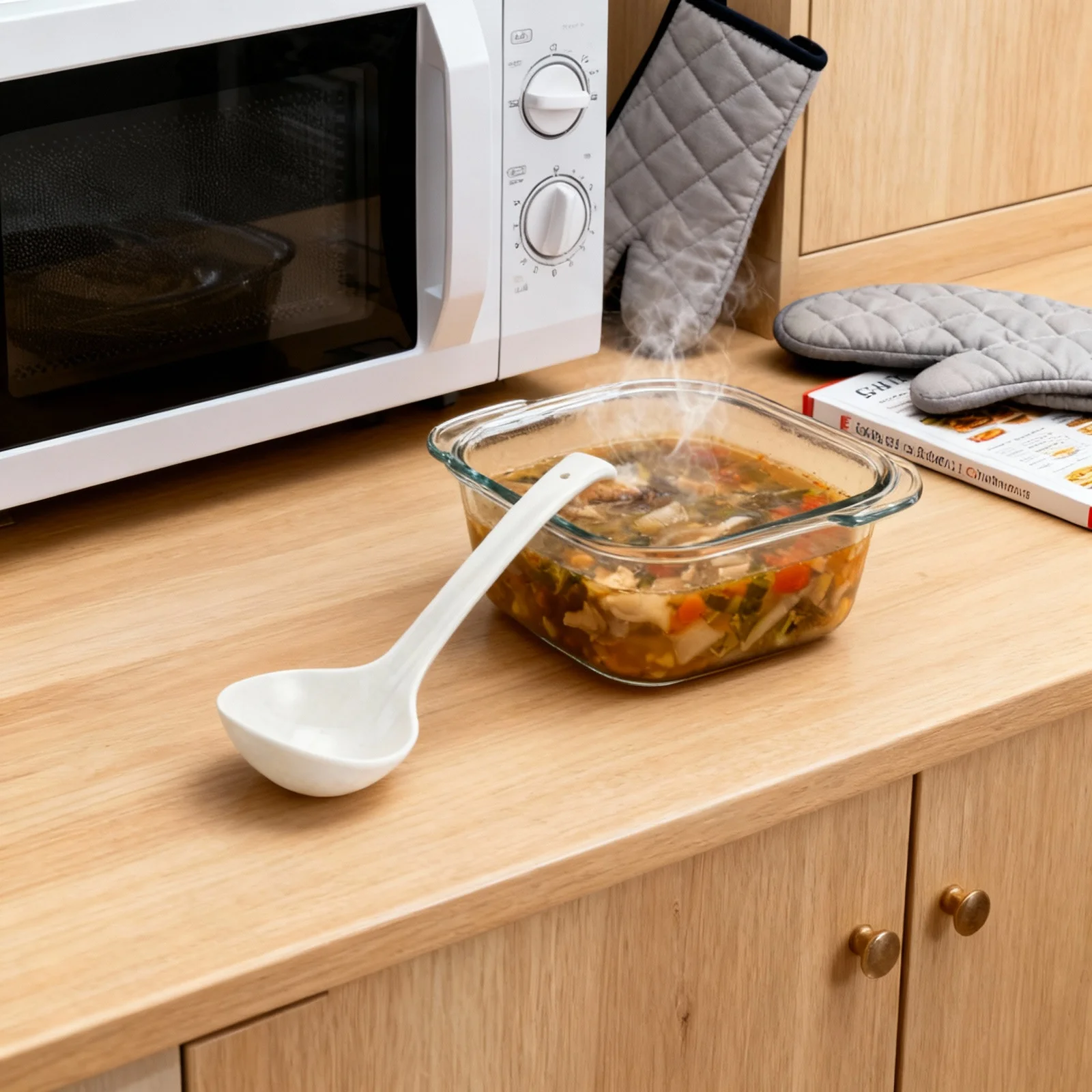 Cucharón de sopa asiático, hueso de cerámica, China, mango envuelto en acero grande, cuchara de sopa para Ramen Pho Wonton, apto para lavavajillas