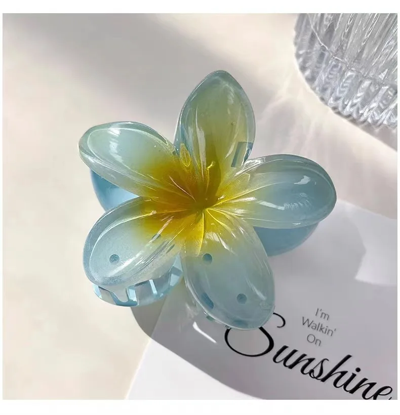 8CM BOHO Gradient Large Flower Acrylic Hair Clip For Women Sweet Hair Claws Crab Clamp Barrettes Hawaiian Headwear Accessories