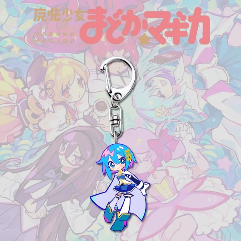 Akemi Homura Tomoe Mami Anime KeyChain Puella Magi Madoka Magica Men Key Chain for Women Fashion Figure Acrylic Keyring Pendant view 5