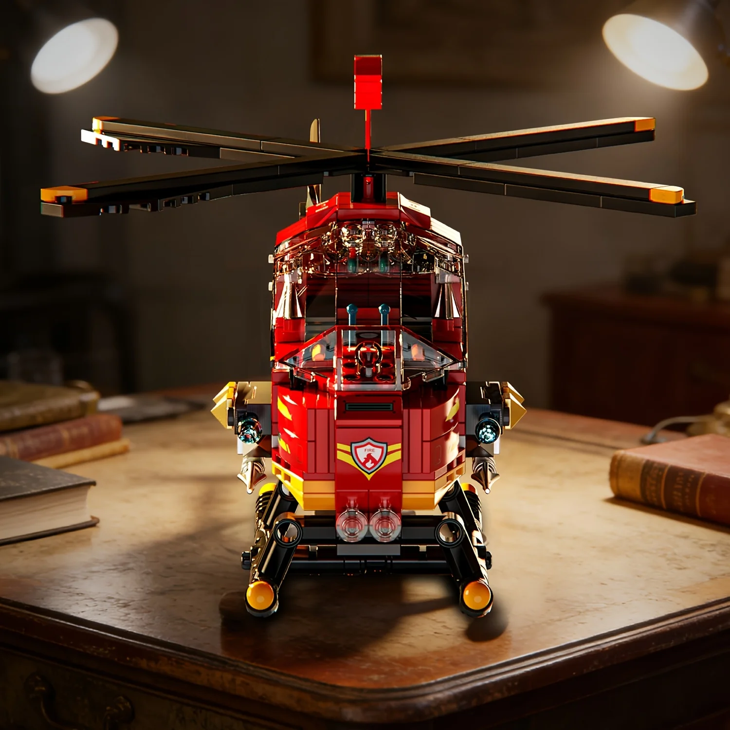 

466pcs Red Firefighting Airplane Building Blocks Set Educational Toy for Ages 6+ Ideal New Year Birthday Gifts Tabletop Decor