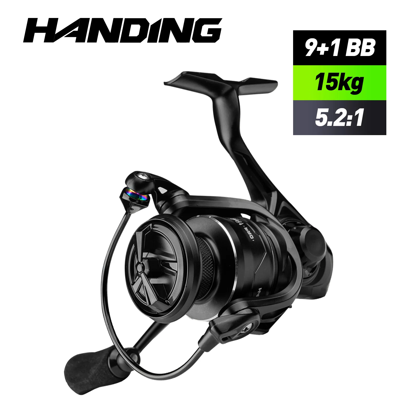 HANDING M1 PRO Fishing Reel Fully Enclosed Corrosion Resistance 5.2:1 Gear Ratio 15KG Max Drag 3 Disc Carbon Fiber Drag Washer