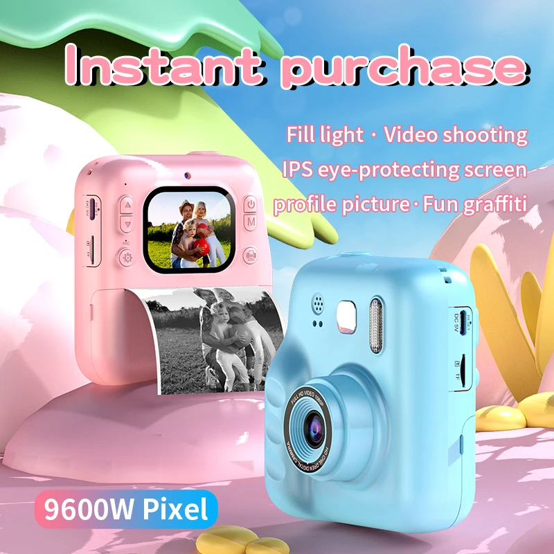 Y300 children's printer HD photo printing cartoon camera dual lens selfie game music birthday gift