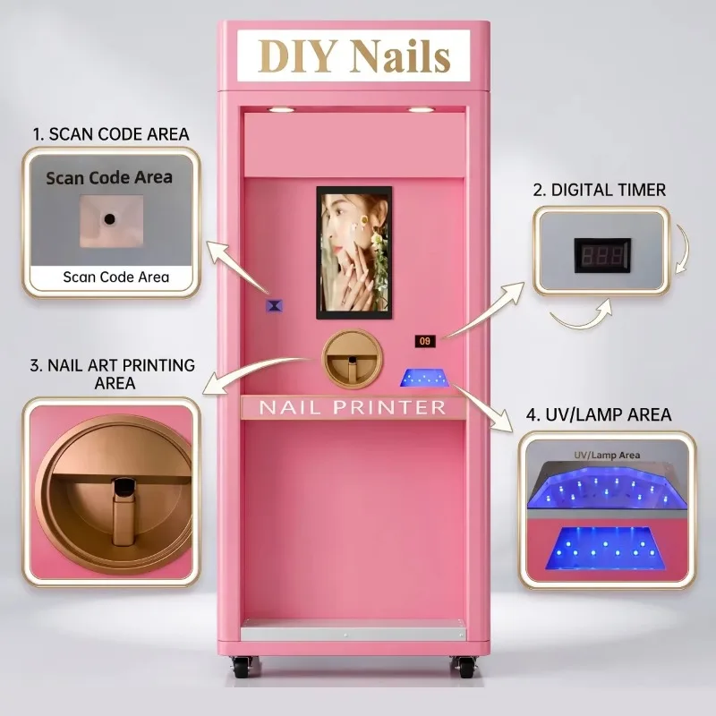 Vertical AI Self‑Service Beauty Nail Art Vending Machine 21‑Inch Touch Screen DIY for Commercial Use