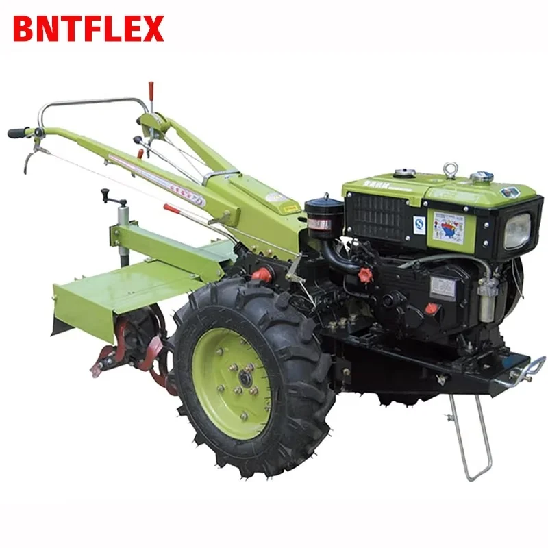 20Hp Complete Sets Agriculture Diesel Walk-Behind Tractor Rotary Tiller Flip Plough Maize Corn Planter-Rubber Making Machinery