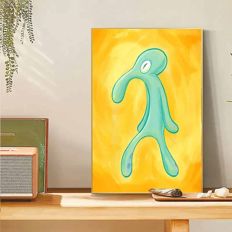 جريء و Brash معرض الفن قماش اللوحة يطبع المشارك الكرتون مضحك Squidward جدار صورة فنية الشمال غرفة المعيشة ديكور المنزل