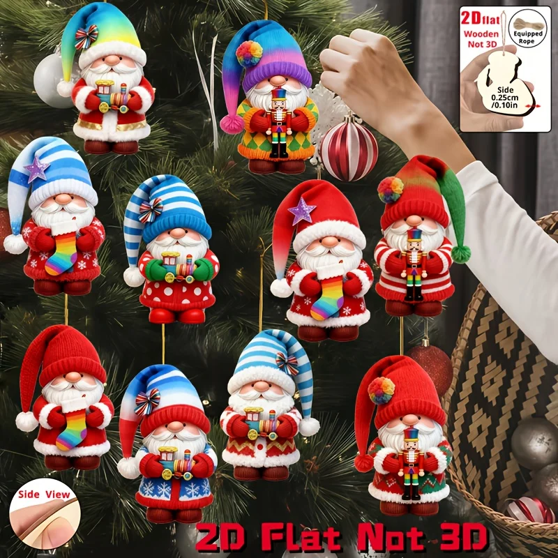 20/10 Pieces of Randomly Assorted Wooden Christmas Gnome Decorations - 2D Flat, Not 3D |   Classic Style, Made from Wood |   Suitable for Christmas Trees, Homes, Offices, Gardens, and Classrooms. |   Multifunctional Gift Box Hanging Ornaments, Sheep Christmas Decorations, Holiday Decorations, Whimsical Holiday Decorations, Handmade Gnome Decorations, Home Decor Designers, Holiday Shoppers