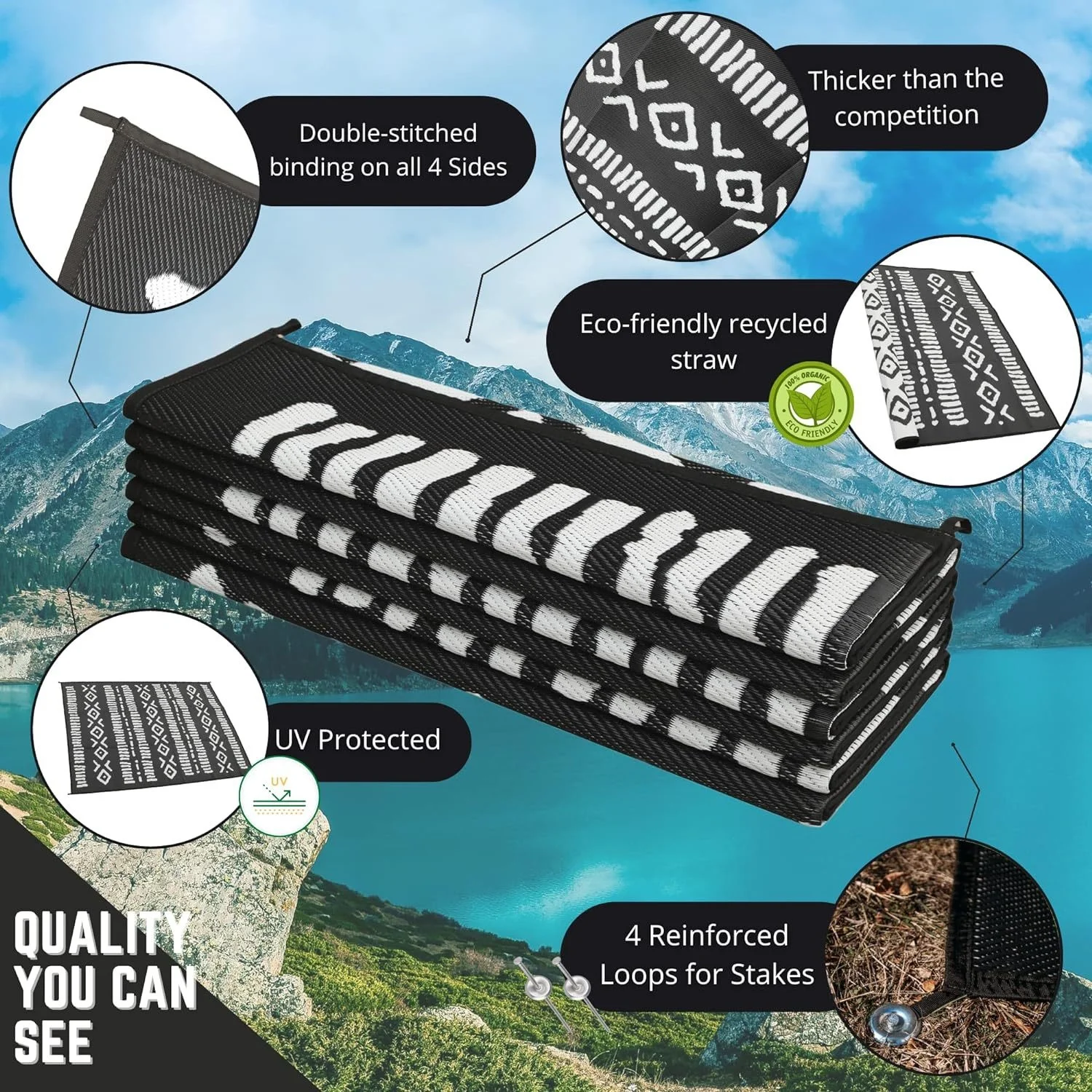 Camping Equipment RV Floor Mat & Garden Mat PP Woven Durable Anti-aging Moisture-proof Customizable No Inflation Outdoor