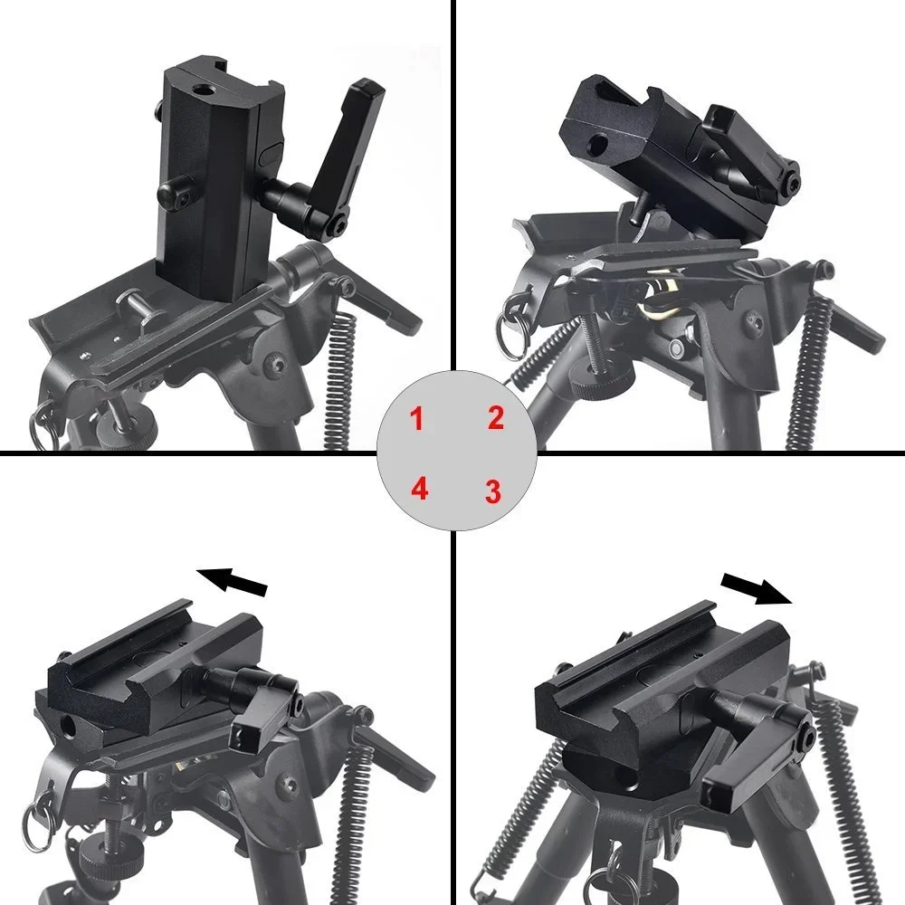QD Rotatable Harris Bipod Adapter Base with Pivot Lock Quick Detach 20mm Picatinny Rail Mount
