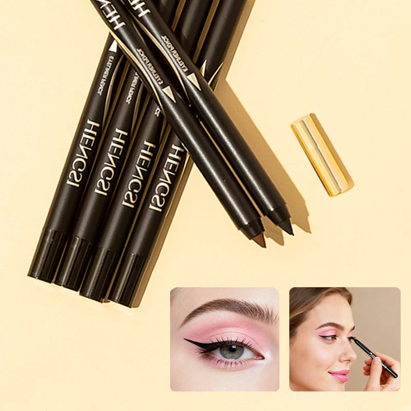 5 قطعة/2 قطعة قلم جل تحديد العيون المتين من HENGSI - مقاوم للماء، غير تلطخ وغير يتلاشى - قلم تحديد عيون بلون طبيعي