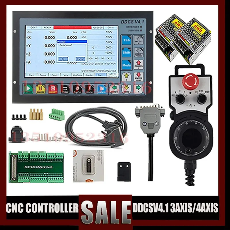 Ddcsv4.1 3/4Axis Cnc Offline Control System Motor Controller Kit 4-Axis E-Stop Mpg Handwheel 75W 24V Engraving Machine Equipment