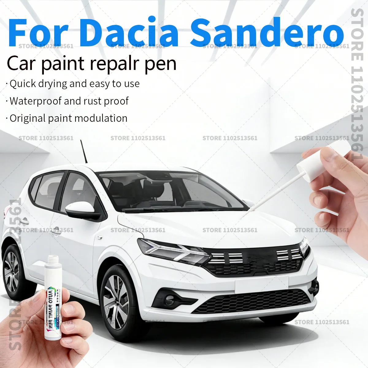 

Ручка-корректор для ремонта лакокрасочного покрытия автомобиля Dacia Sandero 2008-2025: аксессуары для устранения царапин, цвета: синий, зеленый, серый, красный, белый, серый, сафари, бежевый