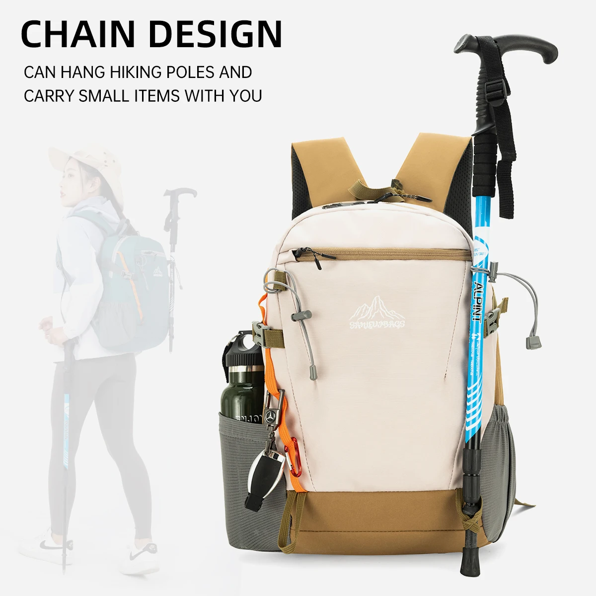 Mochila de senderismo hecha a medida de alta gama con logotipo, bolsa de camping ligera para mujer, mochila de viaje al aire libre, estudiante universitario masculino diy