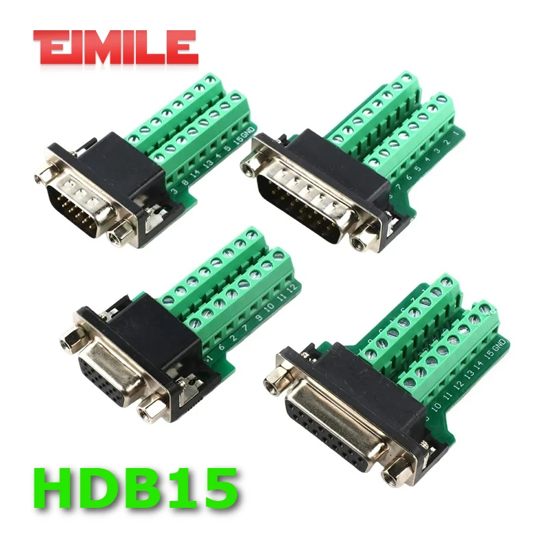 HDB15 Solderless Male/Female Adapter Plug VGA Interface With Nut or Screw 2Row 3 row 15Pin RS232 Serial Parallel Port Connector