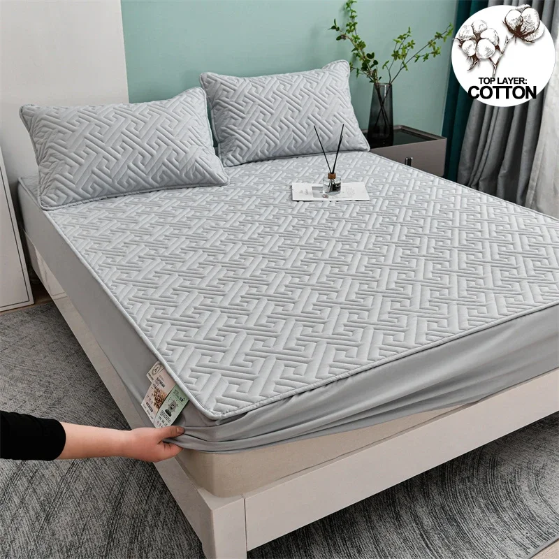 

A-Class Antibacterial Quilted Mattress Cover,Mattress Protector,Fitted Sheet - Soft, Safe, and Hypoallergenic,Comfort