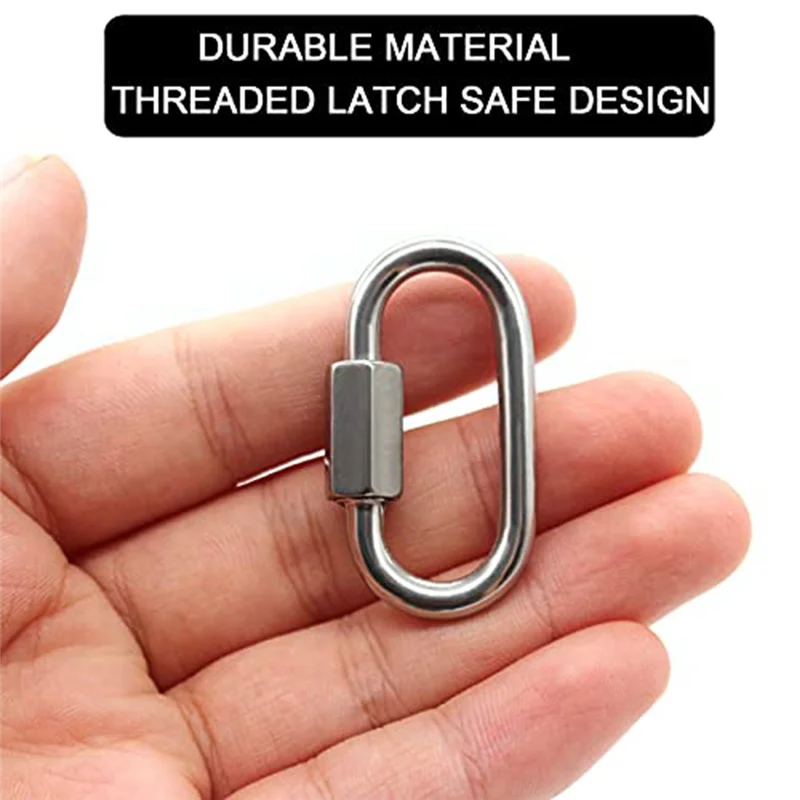 12 Pack Quick Link 5/32 Inch Heavy Duty Carabiner D Shape Chain Links for Camping Hiking Outdoor Equipment Locking