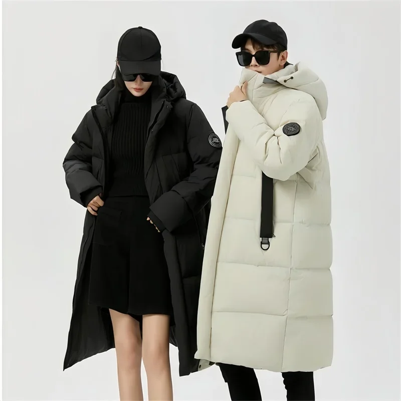 معطف شتوي دافئ بقلنسوة سترة طويلة مبطنة مع 90% بطة بيضاء أسفل في الهواء الطلق كرة الثلج القتال يندبروف معطف مقاوم للماء