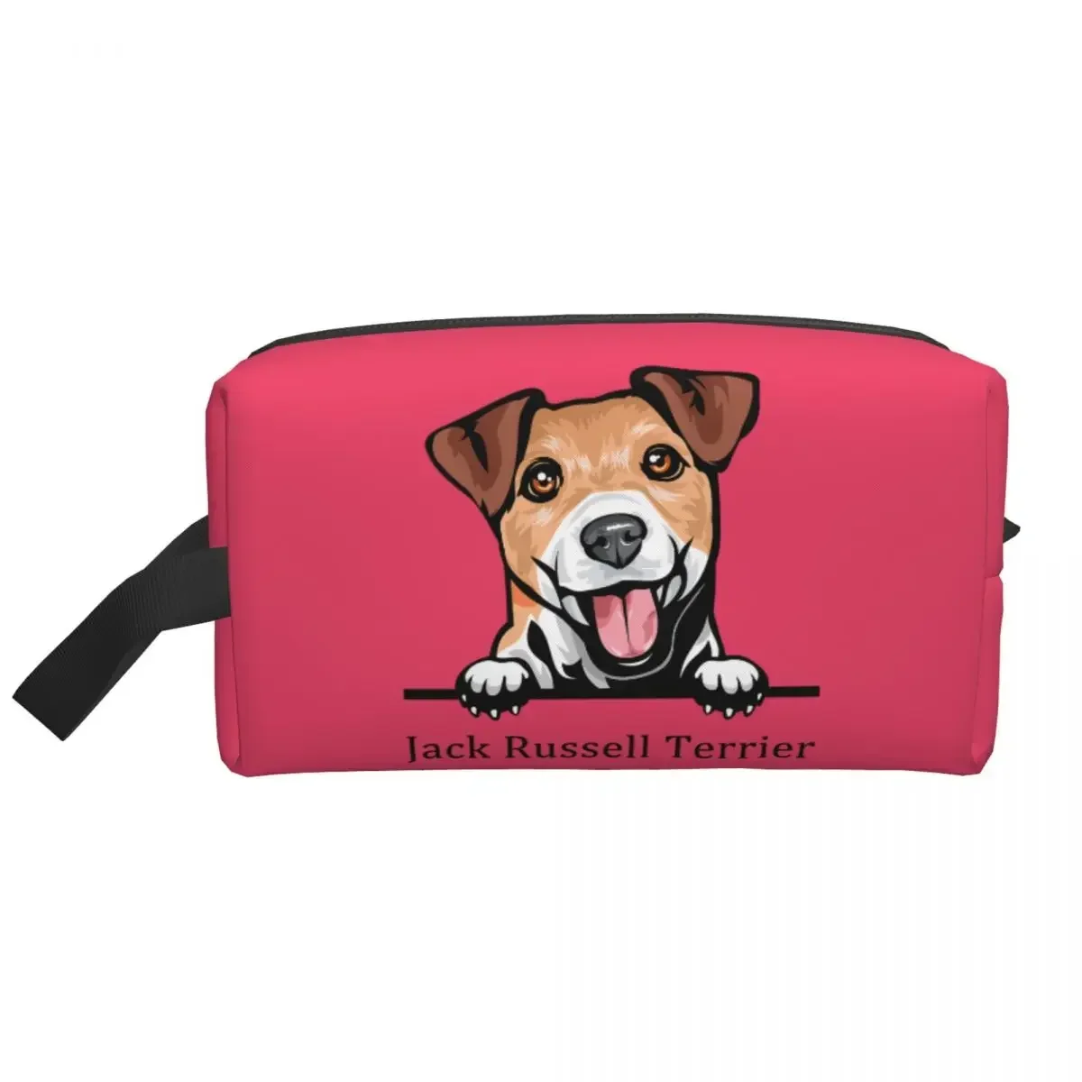 Custom Peeking Dog Jack Russell Terrier Toiletry Bag for Women Pet Animal Makeup Cosmetic Organizer Ladies Storage Dopp Kit Box