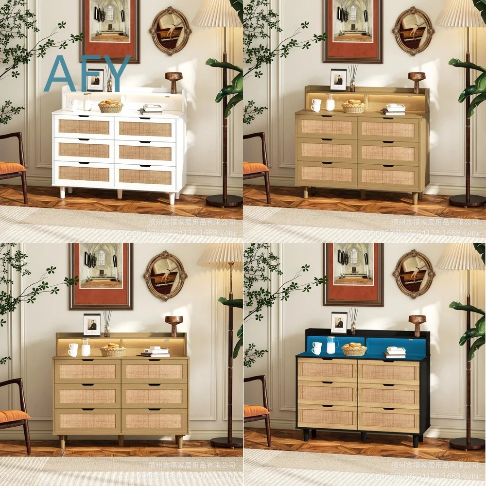 Custom Wooden Drawer Basket with LED Lights and Power Socket for Home Office Desk Organization Storage Solutions