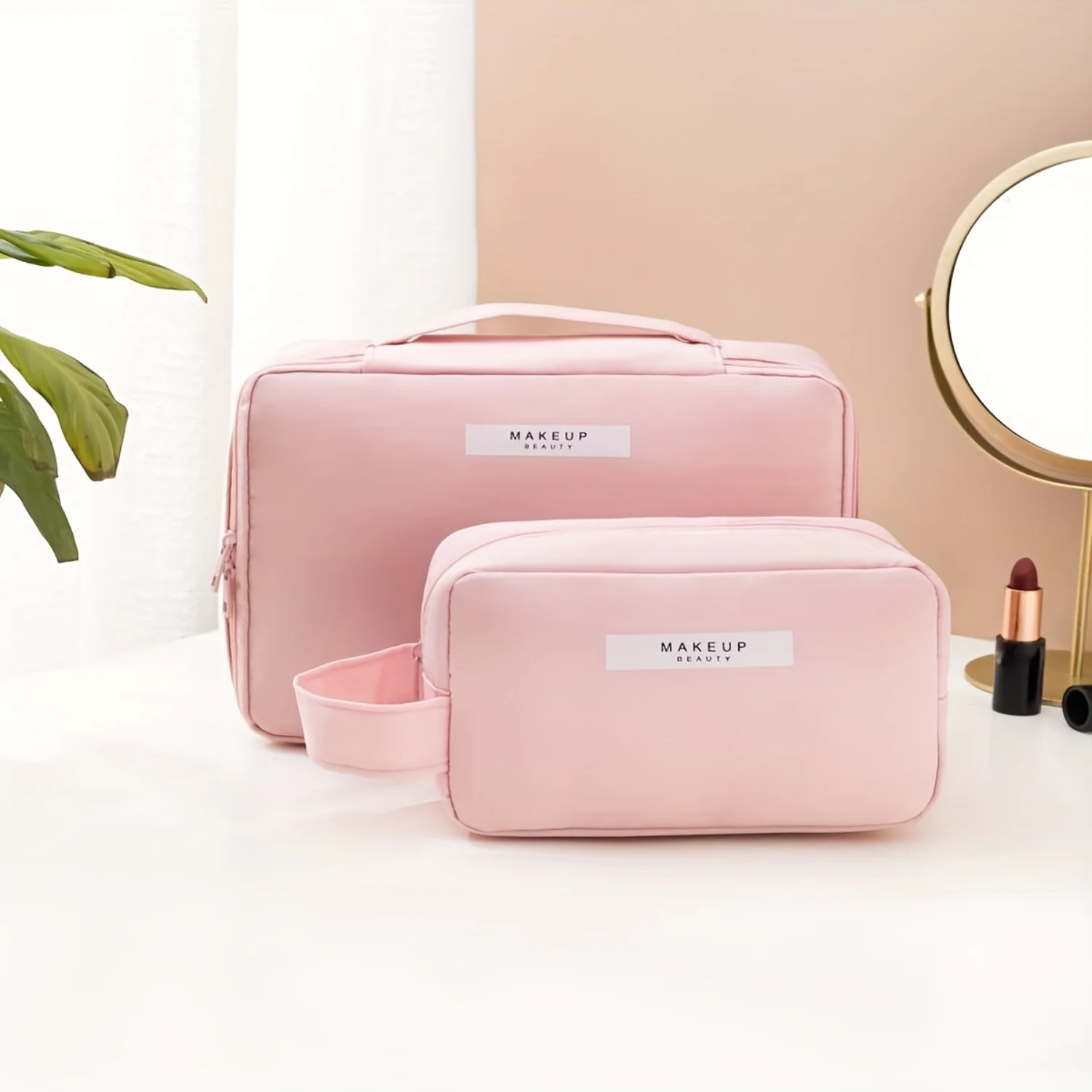 Bolsa de maquiagem à prova d'água portátil bolsa de lavagem de cor sólida bolsa cosmética para viagens