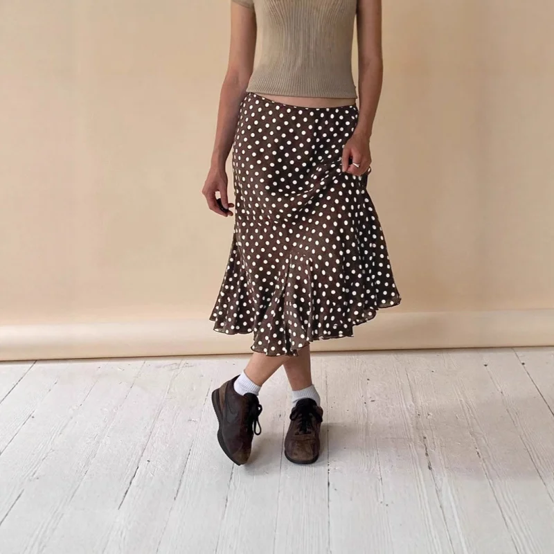 Nuova gonna a pois con stampa a vita bassa Fi Tail Or Gonna svasata svasata slim fit da donna