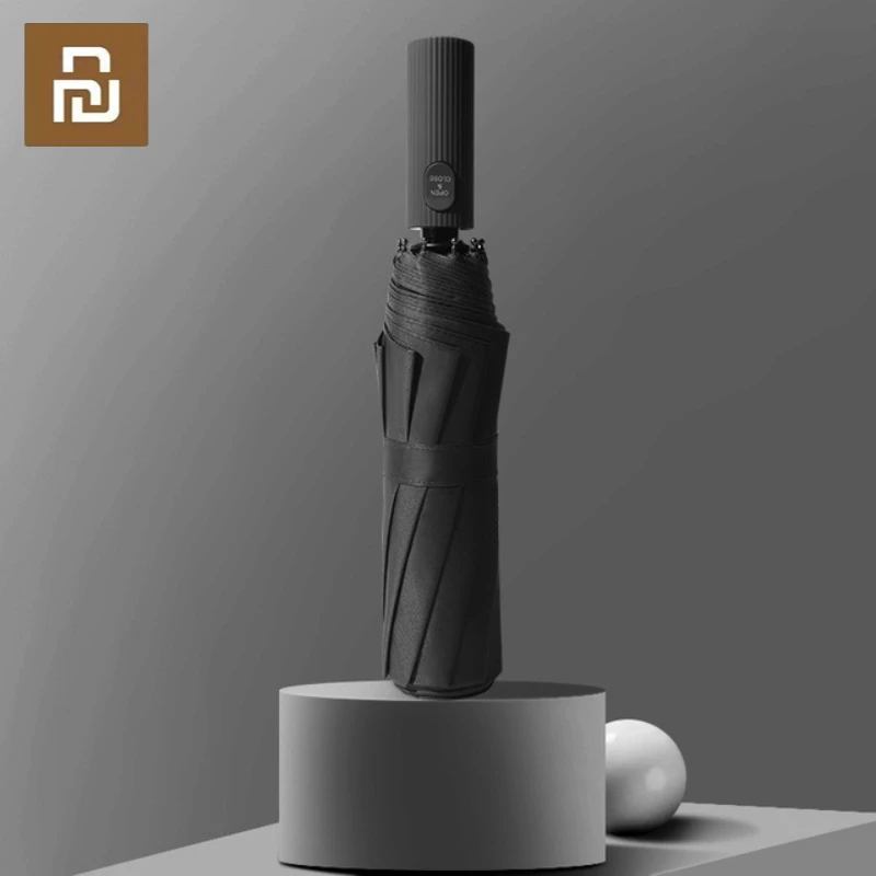 2022 Xiaomi อัตโนมัติร่มบังแดดสำหรับผู้ชายและผู้หญิง10ร่มกระดูกสีดำกาวครีมกันแดด Anti-Ultraviolet Sun ร่ม