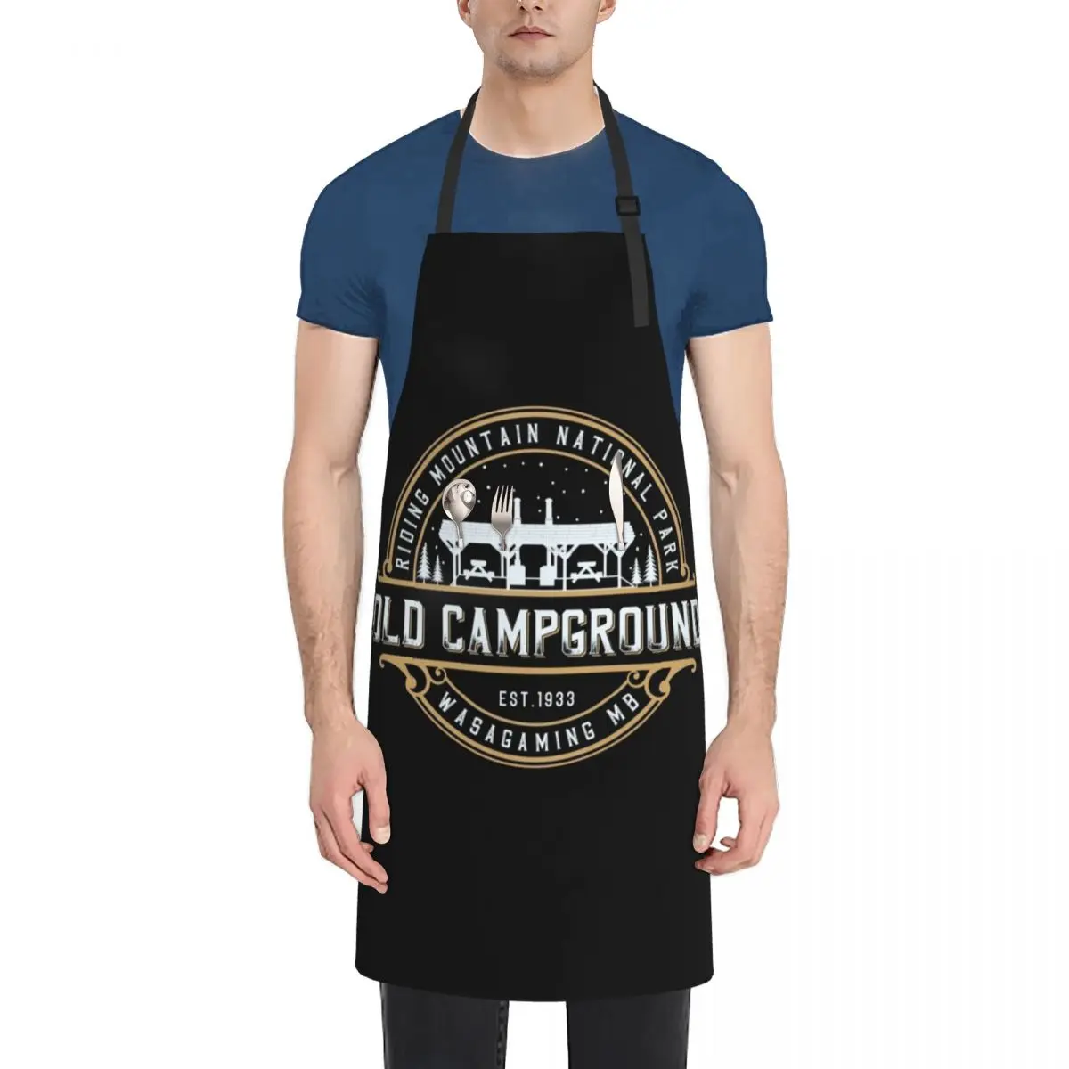 

Old Campground - Cookshack - Wasagaming Tan/White Apron carpenter Chef Accessories Apron