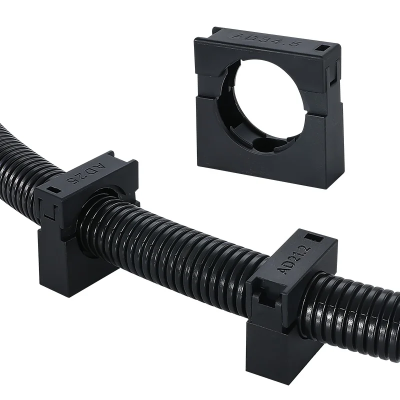 

5pcs Ø42.5-54.5mm Corrugated Tube Holder & Cable Organizer - Plastic Mounting Bracket w/Double Struts Pipe Clamp Clips