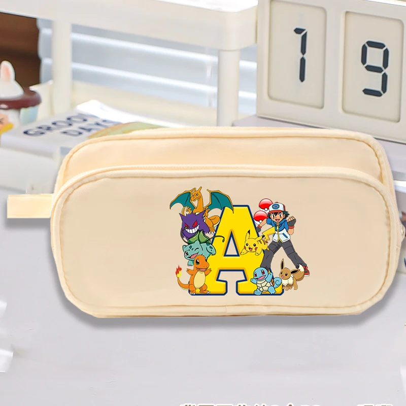 

Pokemon Multi Layered Pencil Cases Cartoon Pikachu Figures Divided Pen Bags Storage Bag Pouch Anime Large Stationery Supplies