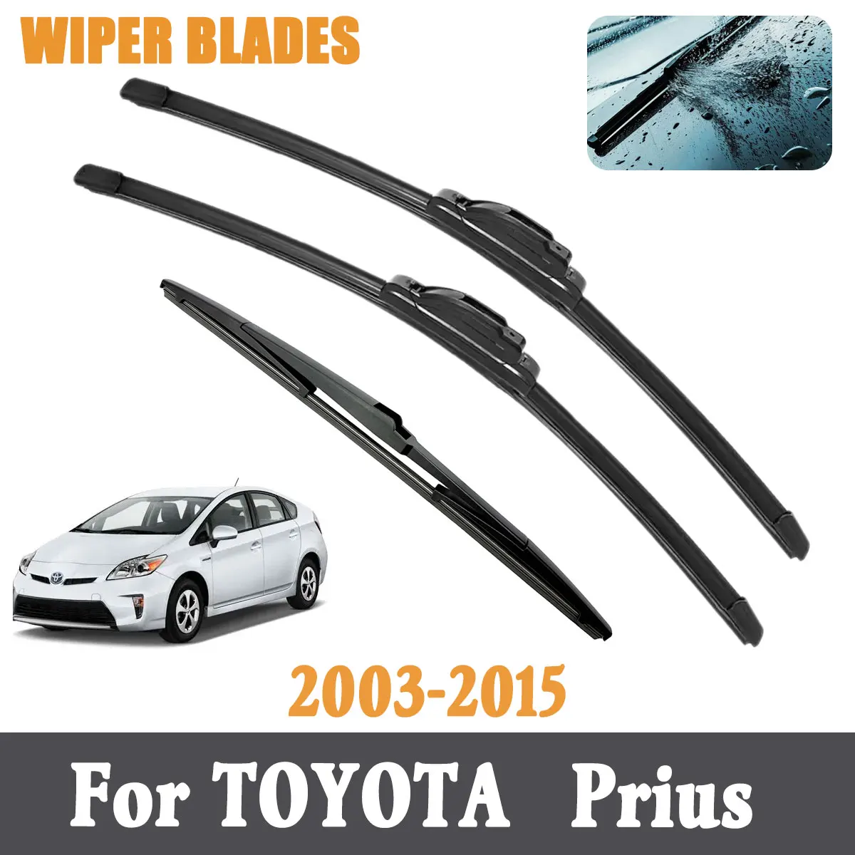 3PCS Front- und Heckscheibenwischerblätter für TOYOTA Prius 2003-2015 Zubehör Fenster Windschutzscheibe