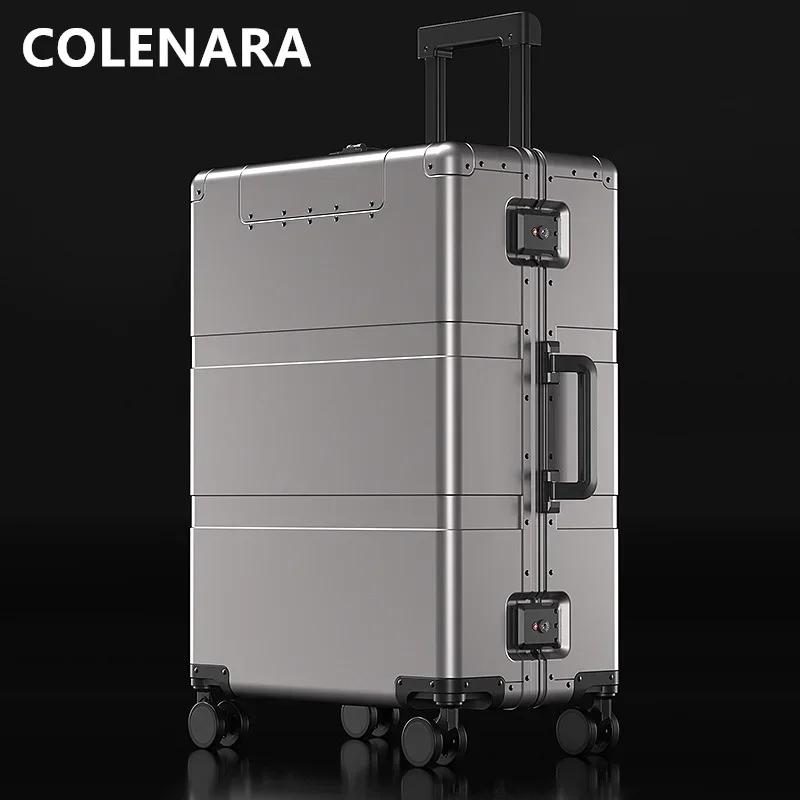 COLENARA-Equipaje rodante para hombre, Maleta de cabina Universal, aleación de aluminio y magnesio, 20 \