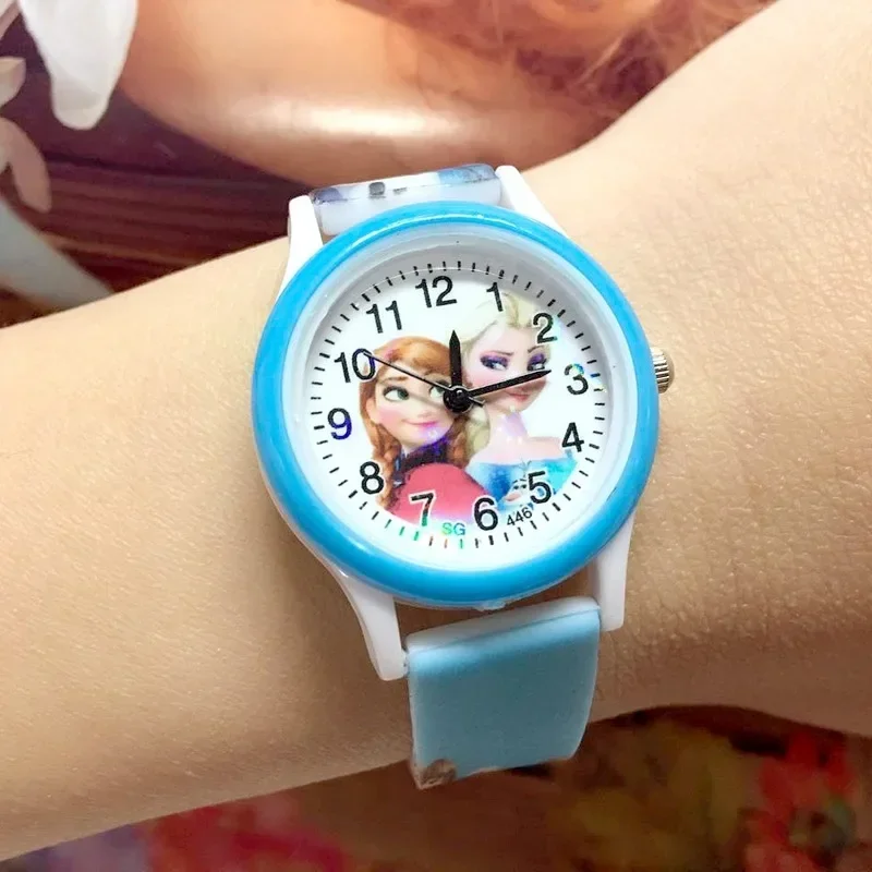 Frozen-relojes de moda para niños, bonitos relojes de dibujos animados para niñas, reloj de cuarzo de silicona con estampado, reloj de pulsera de lujo para niños, regalos