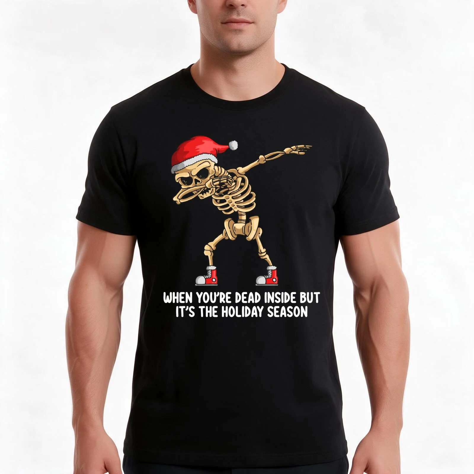 Ugly Holiday Sweaters - when you're dead inside Santa Claus Christmas 2021 Tree Reindeer Funny Snowman Merry Elf Happy  T-Shirt