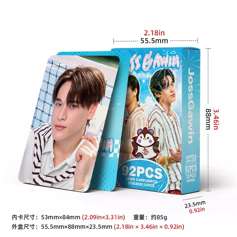 92PCS Thai Actor JossGavin Lomo Cards Set 60Pcs Idol Collectible Photocards + 32Pcs Decor Stickers Thai Drama Star Merch Gift image 3