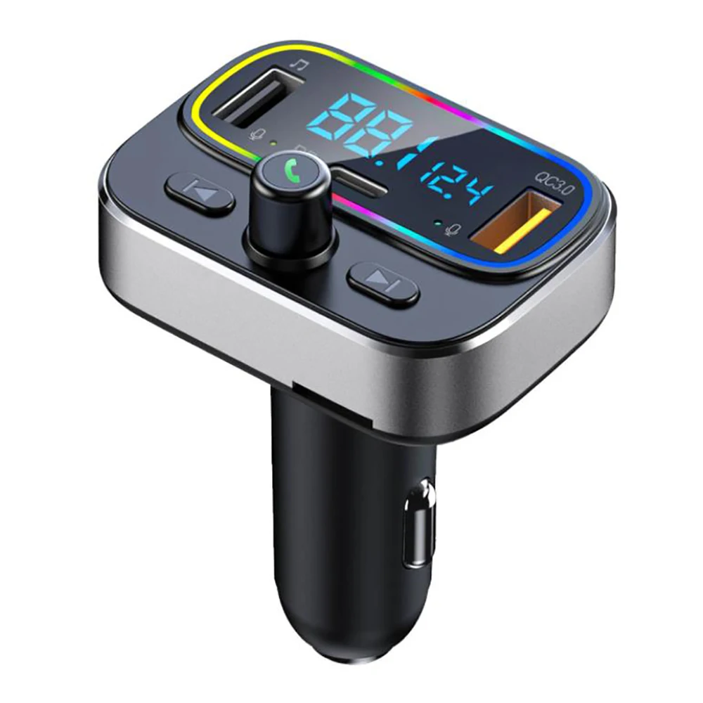 BT66 Car FM Transmitter Bluetooth 5.0 MP3 Audio Player QC3.0 Dual USB+PD Fast Charger Wireless Handsfree Car Kit Adapter