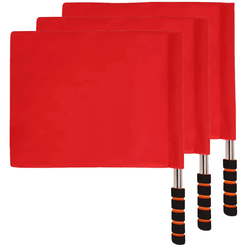 

3Pcs Anti Slip Comfort Grip Stainless Steel Signal Flag for Football Soccer Racing Events Referee Match Signal Hand Waving