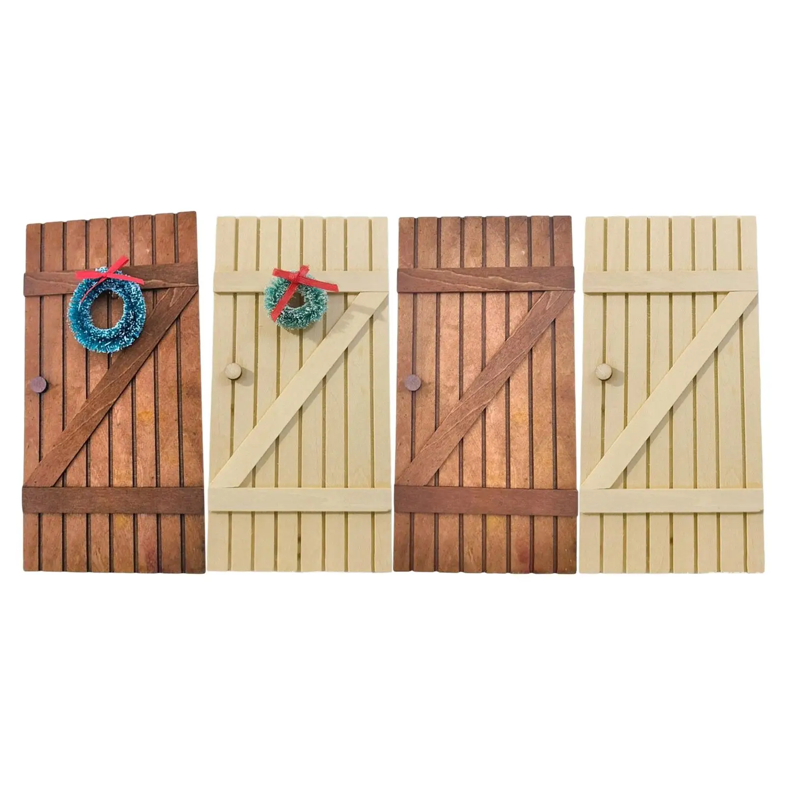 Wooden Doll House Door Miniature Scene Pretend Playset 1/12 for Fairy Garden