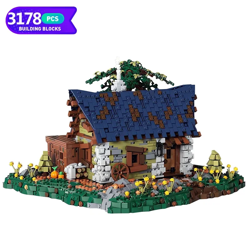 

Moc Architecture Oliviaed Get-Away Blue House Building Blocks Assemble Model Village Suburb Building Series Brick Toy Child Gift