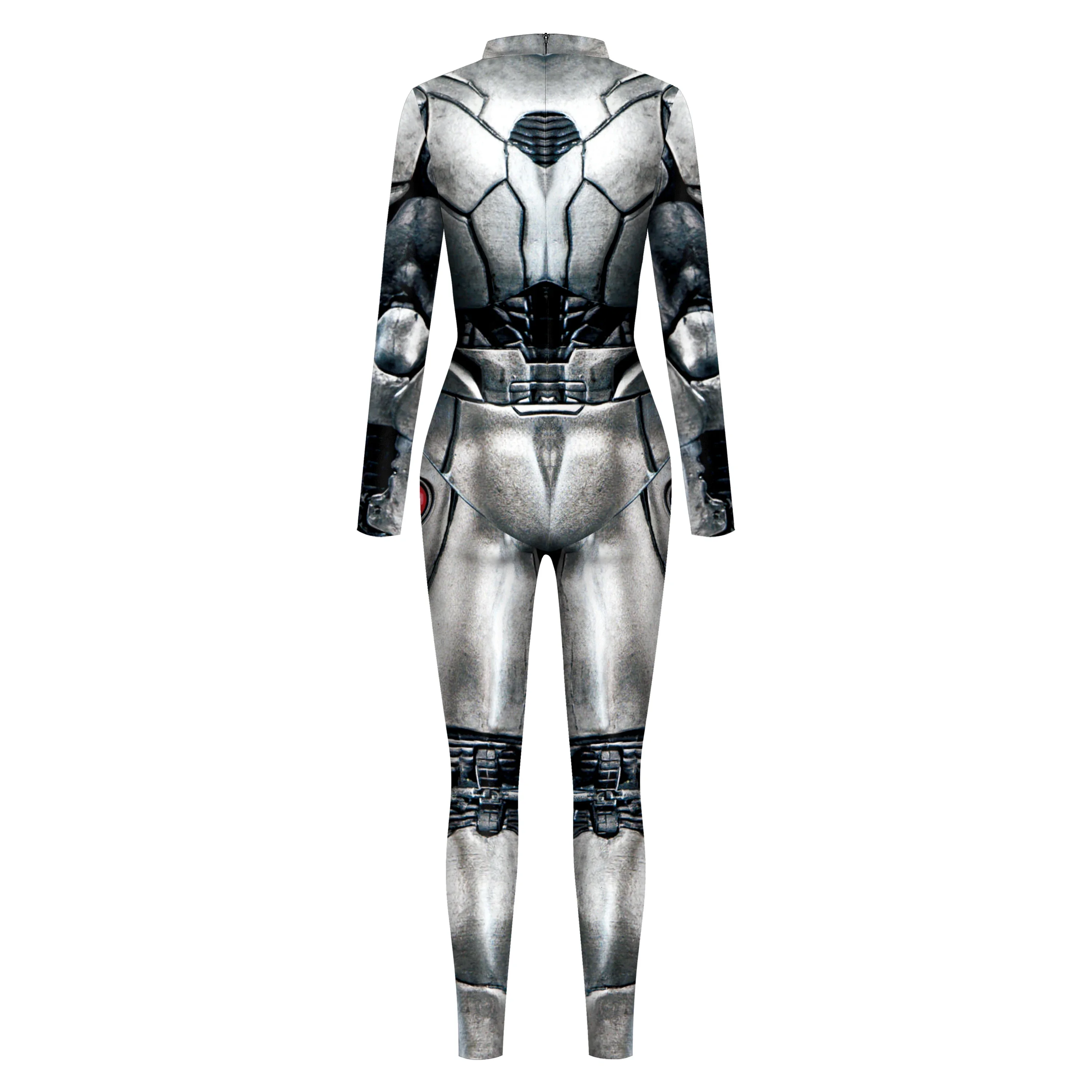 Teanoon เกราะ Man Zentai Jumpsuits ผู้หญิง Gothic Bodysuits Unisex ฮาโลวีนคอสเพลย์เครื่องแต่งกาย Elastic Slim แขนยาว Catsuit