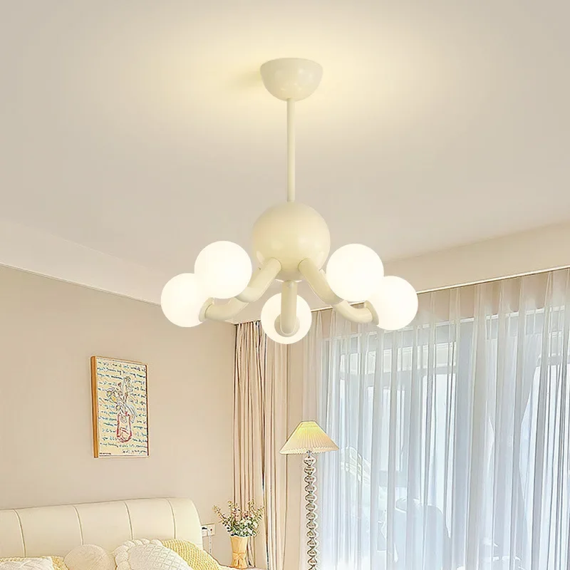 Imagem -04 - Lustres Minimalistas Nórdicos com Estilo Creme Francês Lâmpada Led para Quarto de Criança Sala de Jantar Quarto Decoração de Casa Luminárias