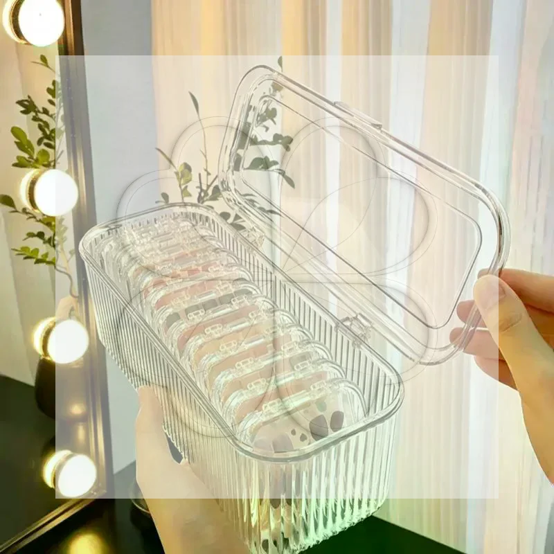 Transparent Lipstick Nail Storage Box With Dustproof Lid Large Capacity For Makeup Small Item Storage Box