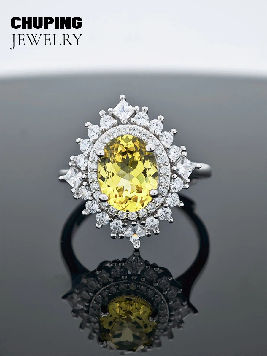 

Chu Ping Fine Jewelry Lab Grown Желтый сапфир овальной формы 7*9 мм S925 Кольцо для классической вечеринки, блестящее и модернизирующее