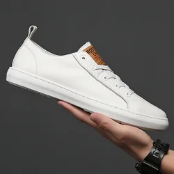 Man Shoe Little White Shoes Spring/Summer New Low Top Men Casual Shoes Breathable Genuine Leather Men's Shoes Designer Loafers