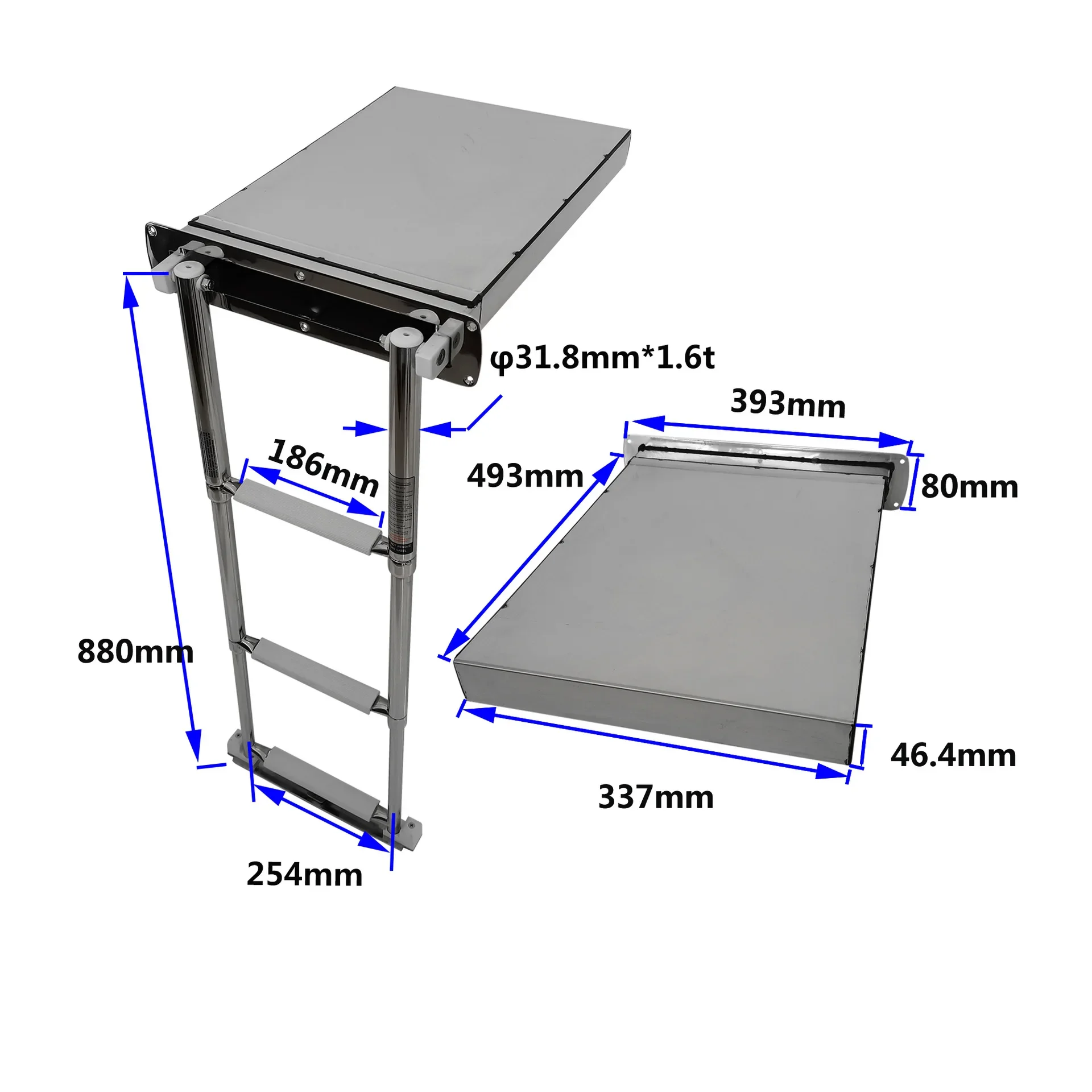 Stainless Steel 3-Steps 4-Steps Concealed Box Telescopic Sport Swim Ladder for Boat Marine Hardware Fitting