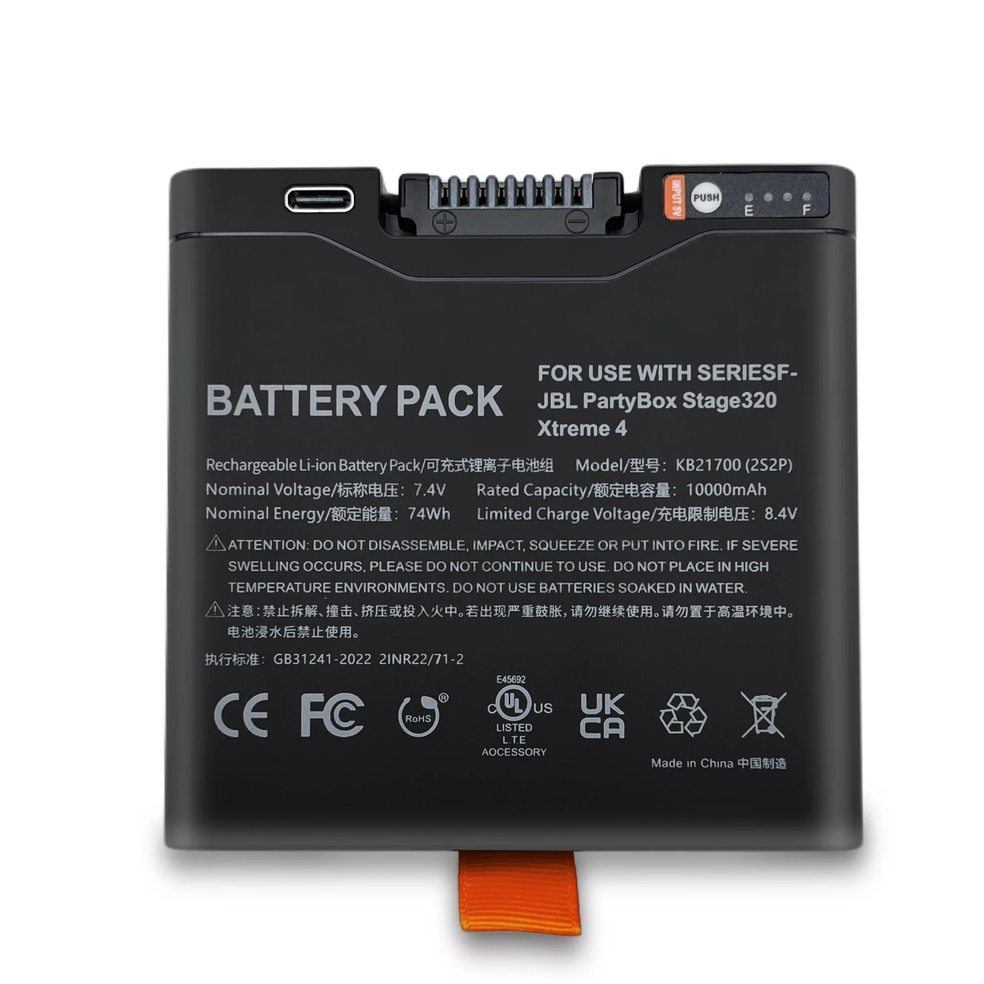high quality Compatible with JBL Boombox 4th Gen/Partybox 320 Bluetooth Speaker Battery KB21700 Capacity 10000mAh