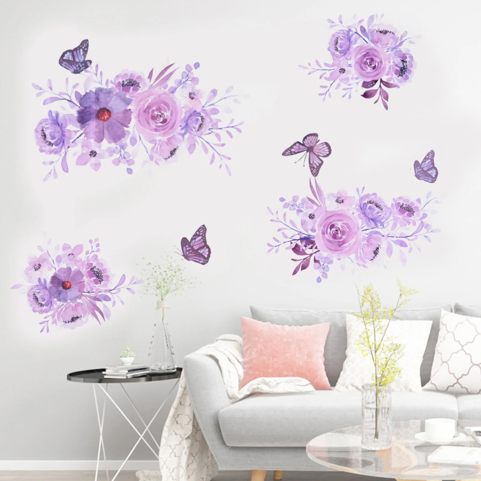 Bedroom Home Wall Stickers Art Decals Removeable Self-adhesive 1 Set Of 35*60cm Butterfly Decor Flower PVC  Bedroom