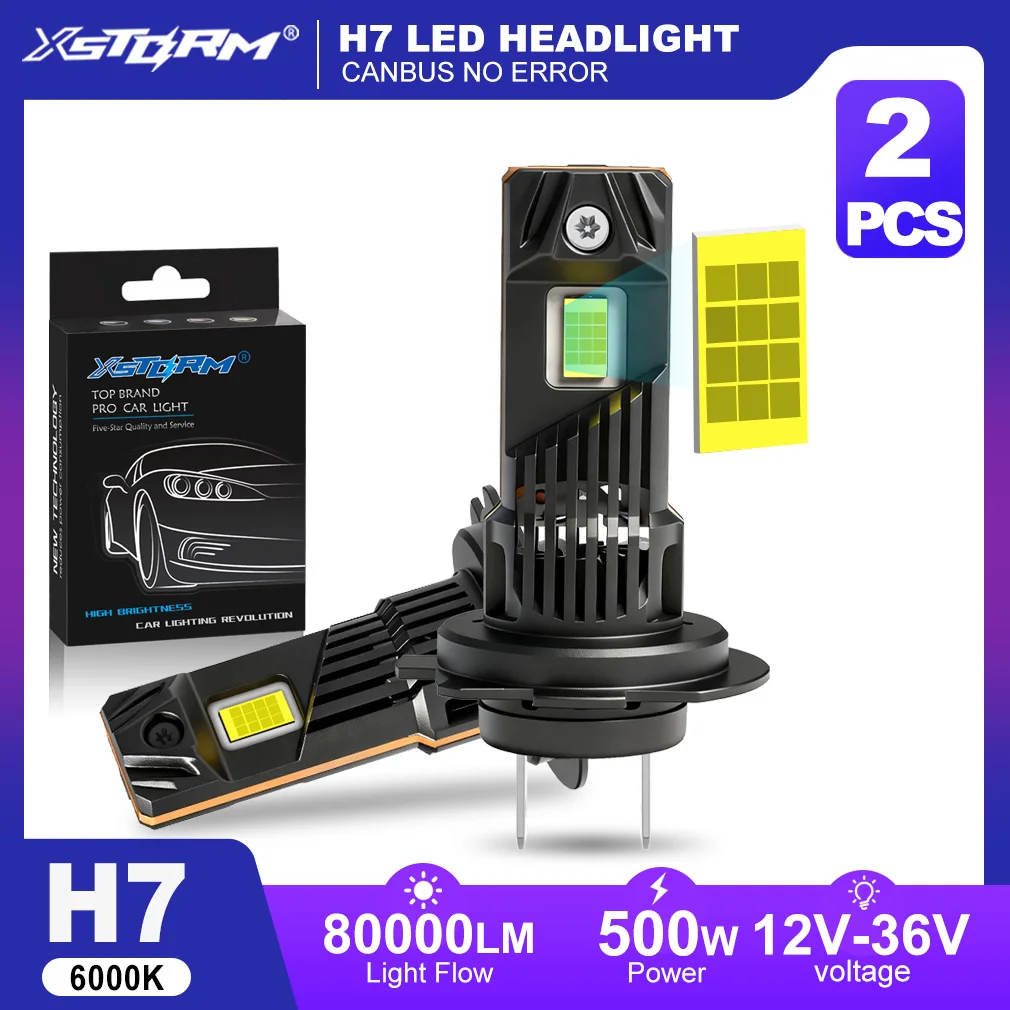 XSTORM H7 LED Headlights Canbus 80000LM 500W H1 9005 9006 H11 LED Lights Bulbs for Car Auto WIth Fan Turbo Lights Fog Lamps
