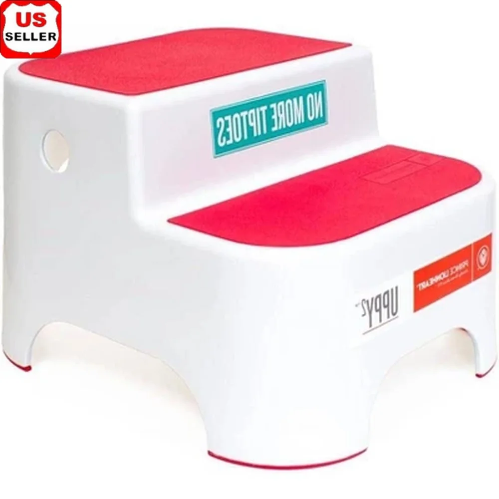 

Sturdy Two-Step Stool Kids Potty Training Lightweight Non-Slip Bathroom Access Portable Step Stool Independence Safe Elevation